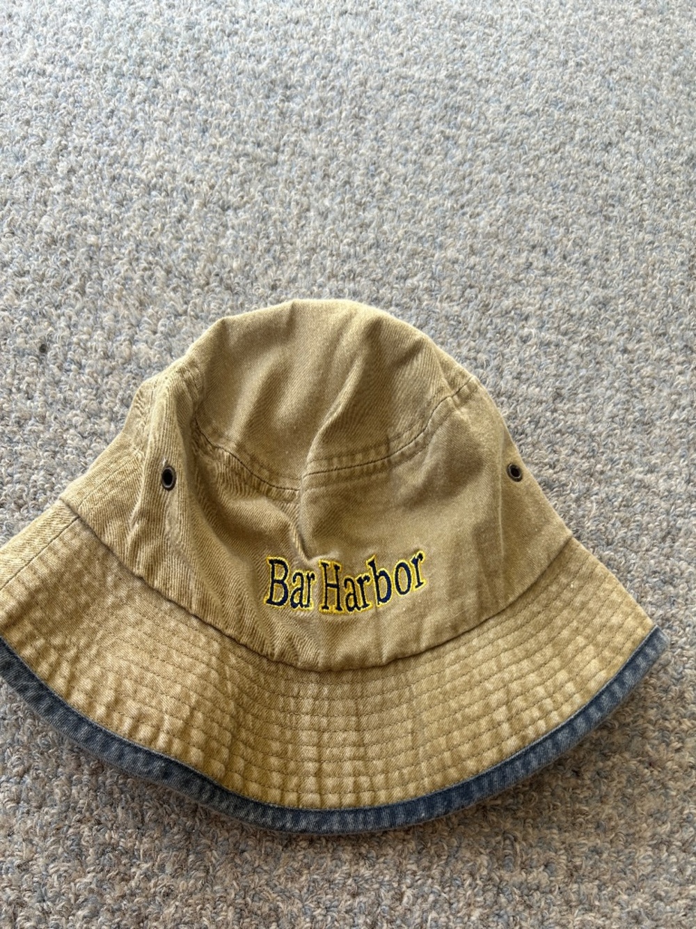 Bar Harbor Bucket Hat - One Size - Tan with faded blue trim
